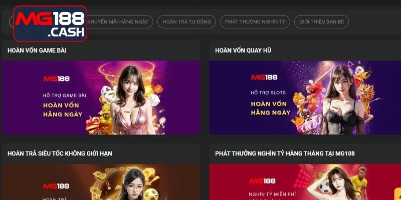 Danh sách các sự kiện khuyến mãi MG188