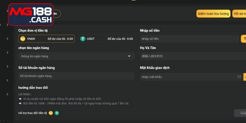 Quy trình rút tiền MG188 siêu đơn giản